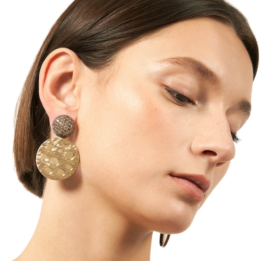 Tau Disco Earrings - Brown Diamonds