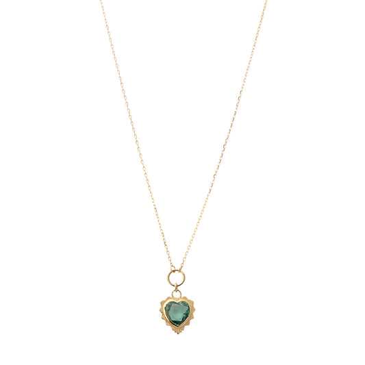 Green Prasiolite Heart Love Mini Medallion Drop Necklace - Main Img