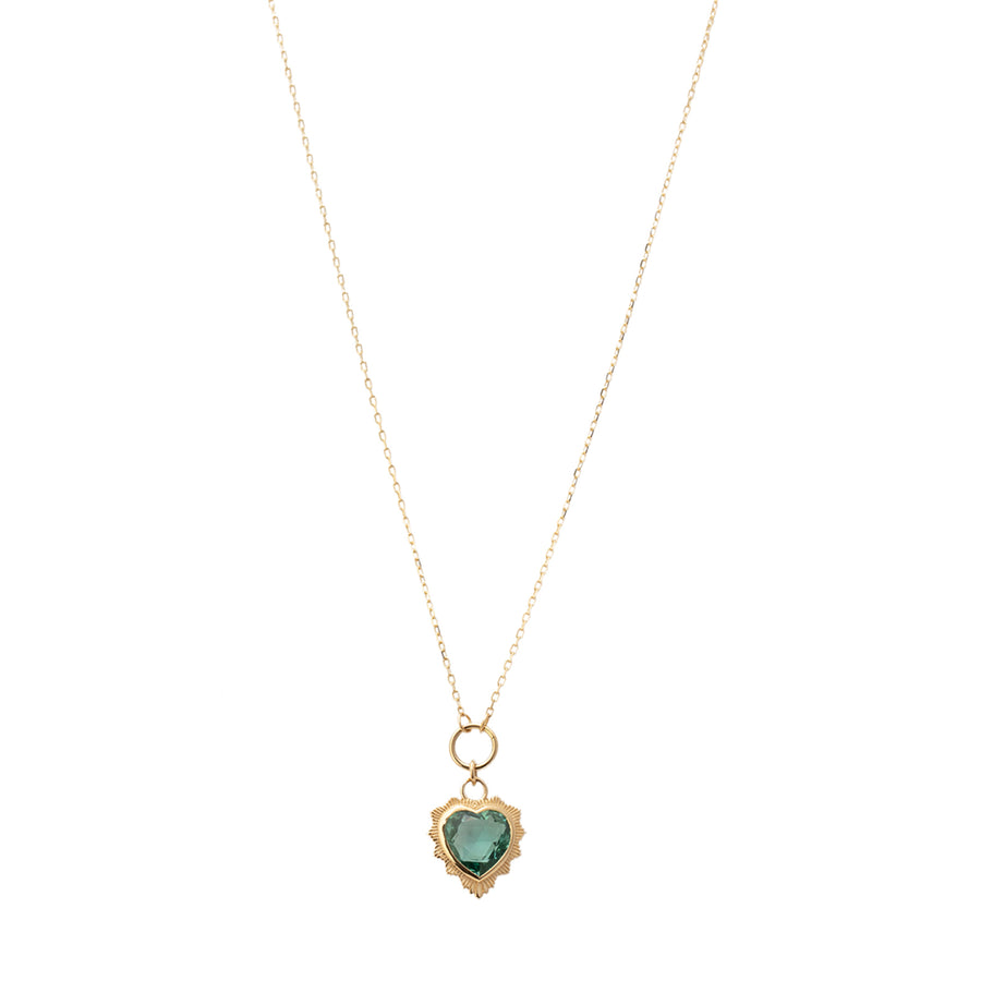 Foundrae Green Prasiolite Heart Love Mini Medallion Drop Necklace  - Necklaces - Broken English Jewelry