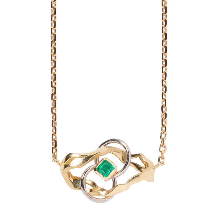 Emerald Kintsugi Infinity Necklace - Yellow Gold