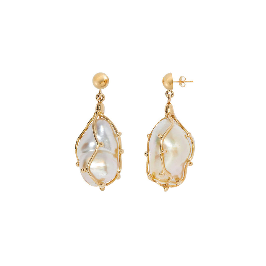 Milamore Kintsugi White Pearl Drop Earrings - Earrings - Broken English Jewelry
