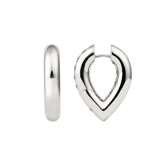 Big Drop Link Earrings - White Gold - Main Img