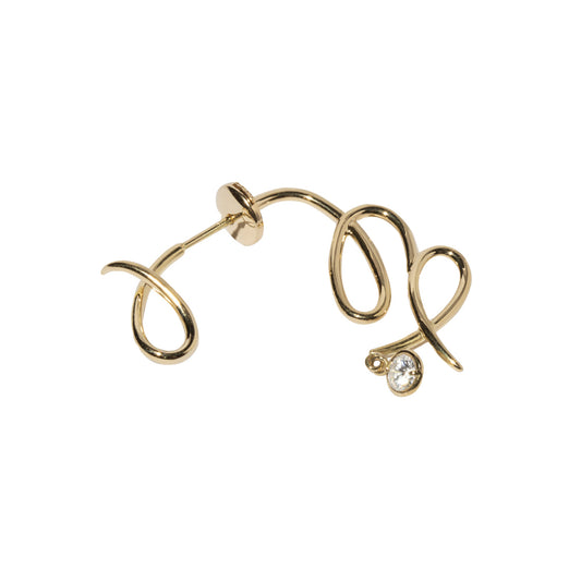 Virgo Diamond Zodiac Earring - Yellow Gold - Main Img