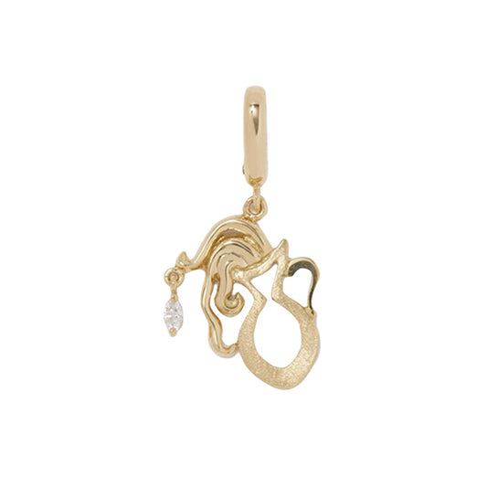 Aquarius Diamond Zodiac Charm - Yellow Gold - Main Img