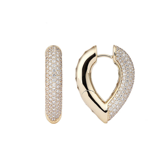 Big Diamond Drop Link Earrings - Yellow Gold - Main Img