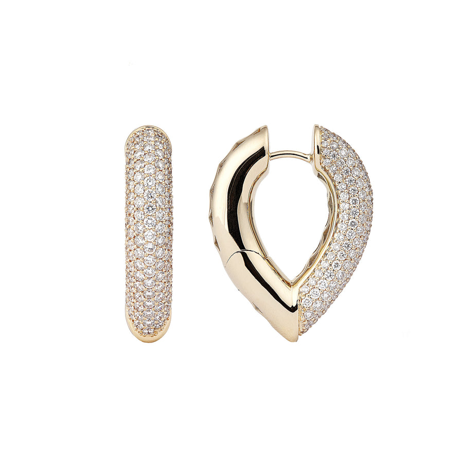 Engelbert Drop Link Diamond Earrings - Yellow Gold 28mm - Earrings - Broken English Jewelry, front and angled viewEngelbert Big Diamond Drop Link Earrings - Yellow Gold - Earrings - Broken English Jewelry