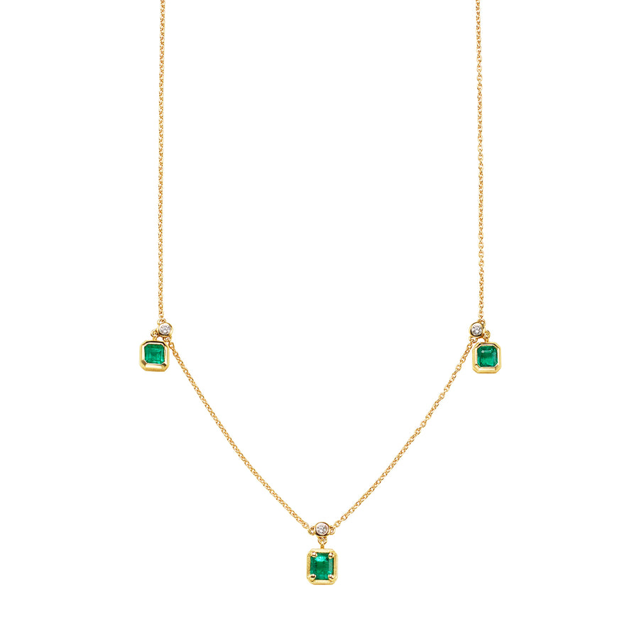 Milamore Triple Emerald & Diamond Necklace - Necklaces - Broken English Jewelry