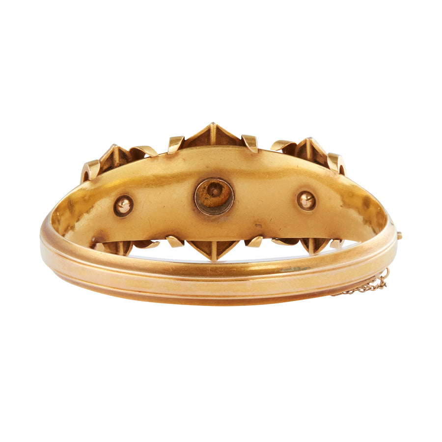 Antique & Vintage Jewelry Cabochon Garnet Diamond Cuff Bracelet , back view