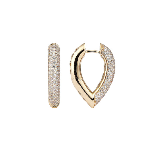 Medium Diamond Drop Link Earrings - Yellow Gold - Main Img