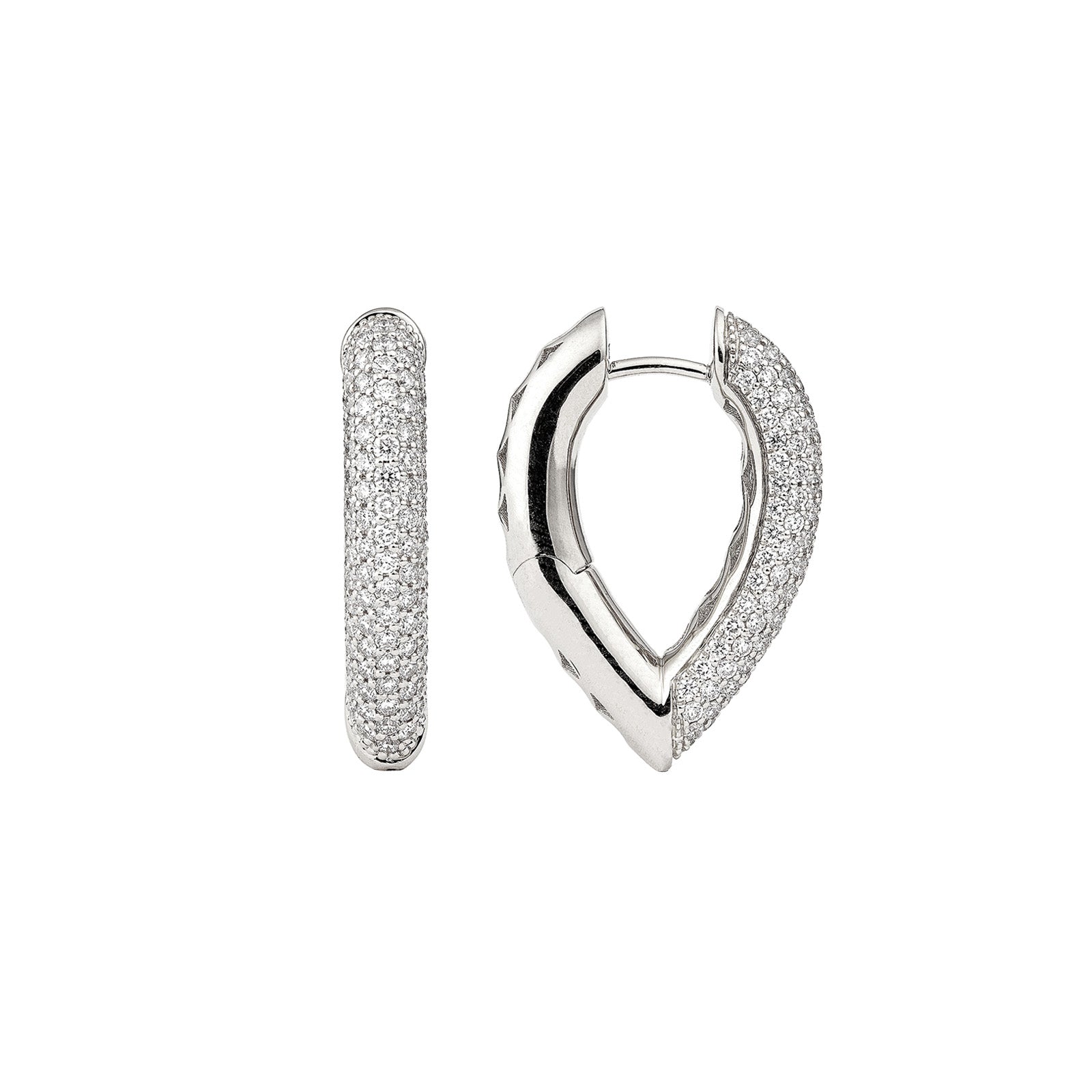 Engelbert Medium Diamond Drop Link Earrings - White Gold - Earrings - Broken English Jewelry