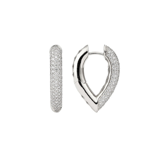 Medium Diamond Drop Link Earrings - White Gold - Main Img