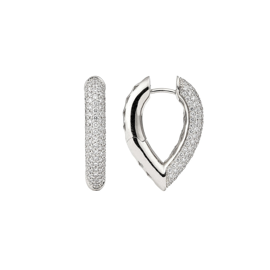Engelbert Medium Diamond Drop Link Earrings - White Gold - Earrings - Broken English Jewelry
