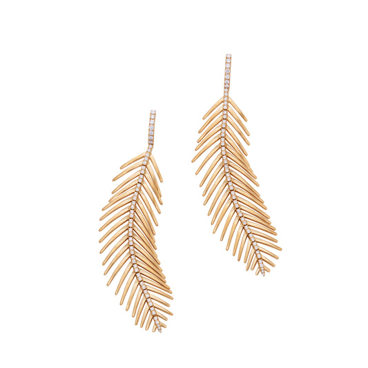 Feathers That Move Earrings - Yellow Gold