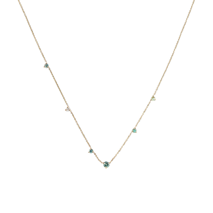 WWAKE Linear Chain Necklace - Tourmaline and Diamond - Necklaces - Broken English Jewelry