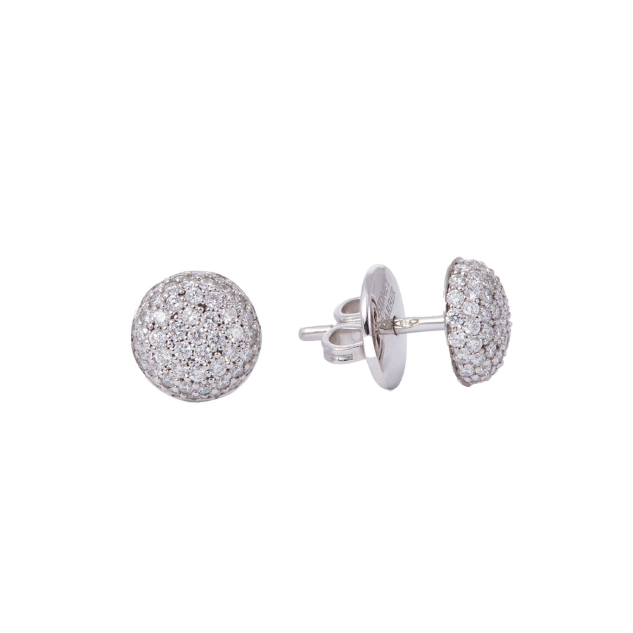 Pave Diamond Button Stud Earrings