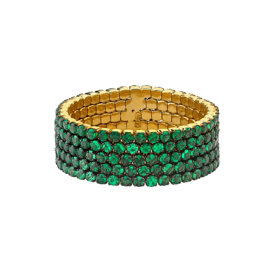 SHAY 5 Thread Green Garnet Stack Ring - Yellow Gold - Rings - Broken English Jewelry front view