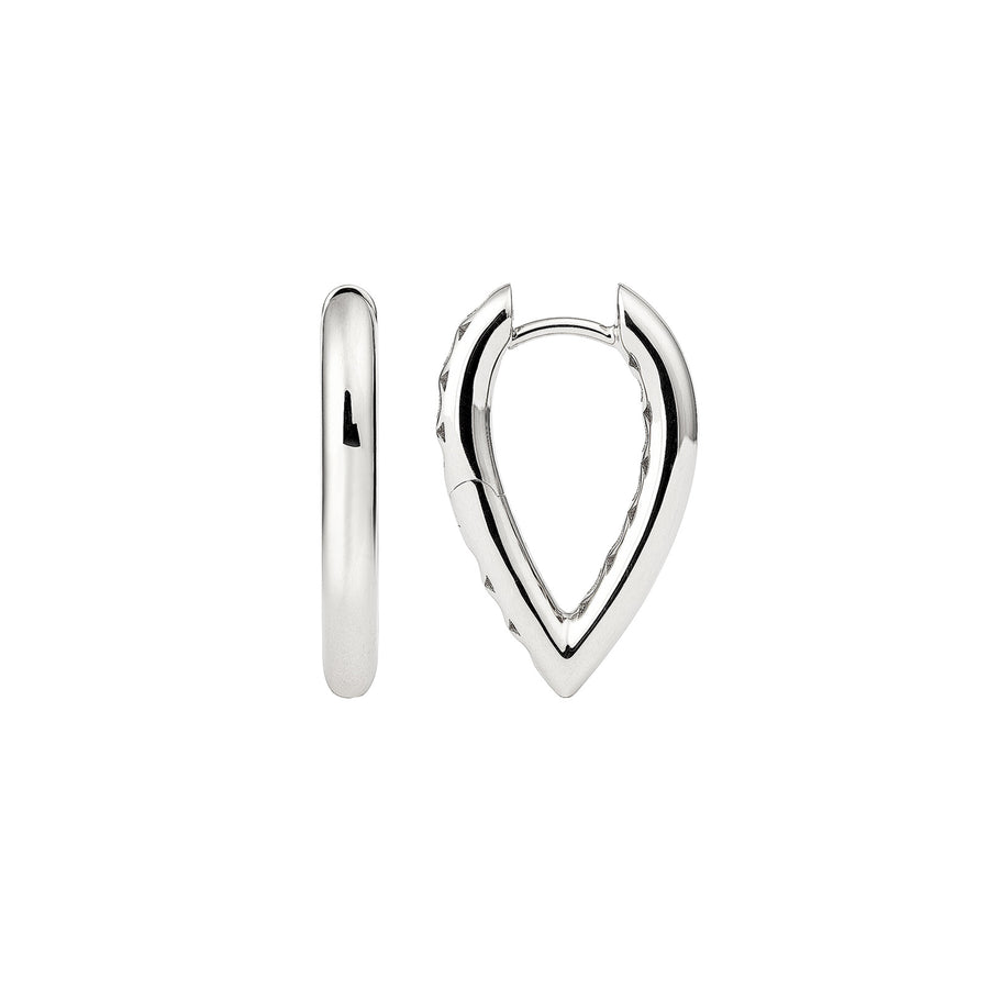 Engelbert Small Drop Link Earrings - White Gold - Earrings - Broken English Jewelry, front and angled view