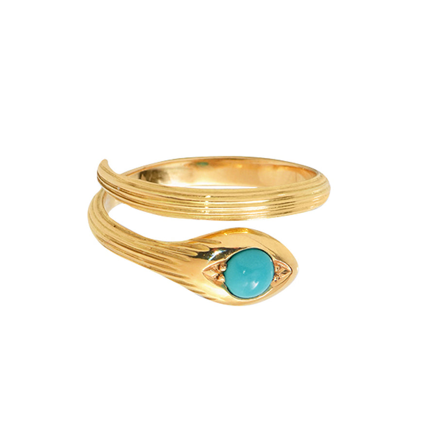 LALAoUNIS Turquoise Single Coil Snake Ring - Rings - Broken English Jewelry