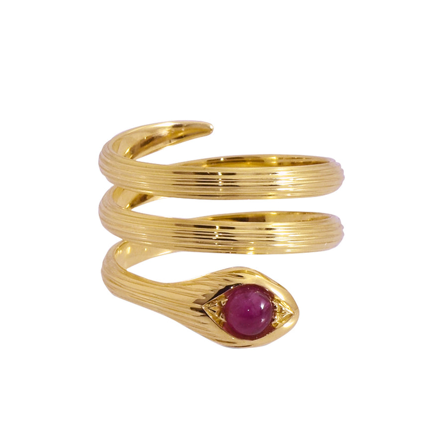 Lalaounis Snake Animal Kingdom Ring - Ruby - Rings - Broken English Jewelry front view