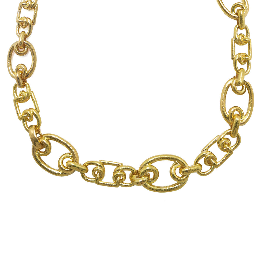 David Webb Loopy Oval and Square Link Chain Necklace - Necklaces - Broken English Jewelry detail view