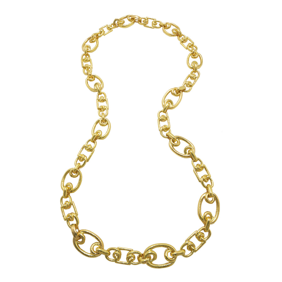 David Webb Loopy Oval and Square Link Chain Necklace - Necklaces - Broken English Jewelry top view