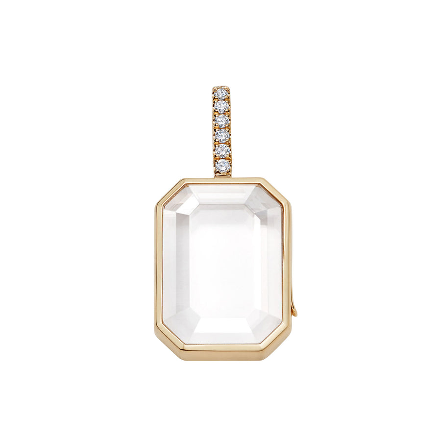 Loquet Diamond Baguette Locket - Charms & Pendants - Broken English Jewelry, front view