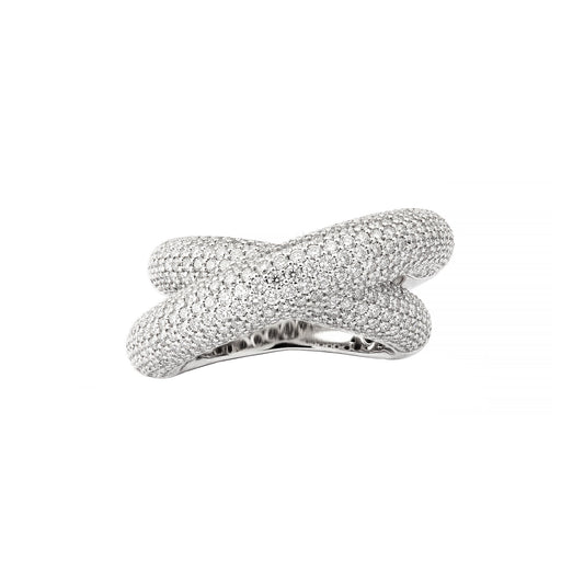 Full Pave Diamond Big Infinity Loop Ring - White Gold - Main Img