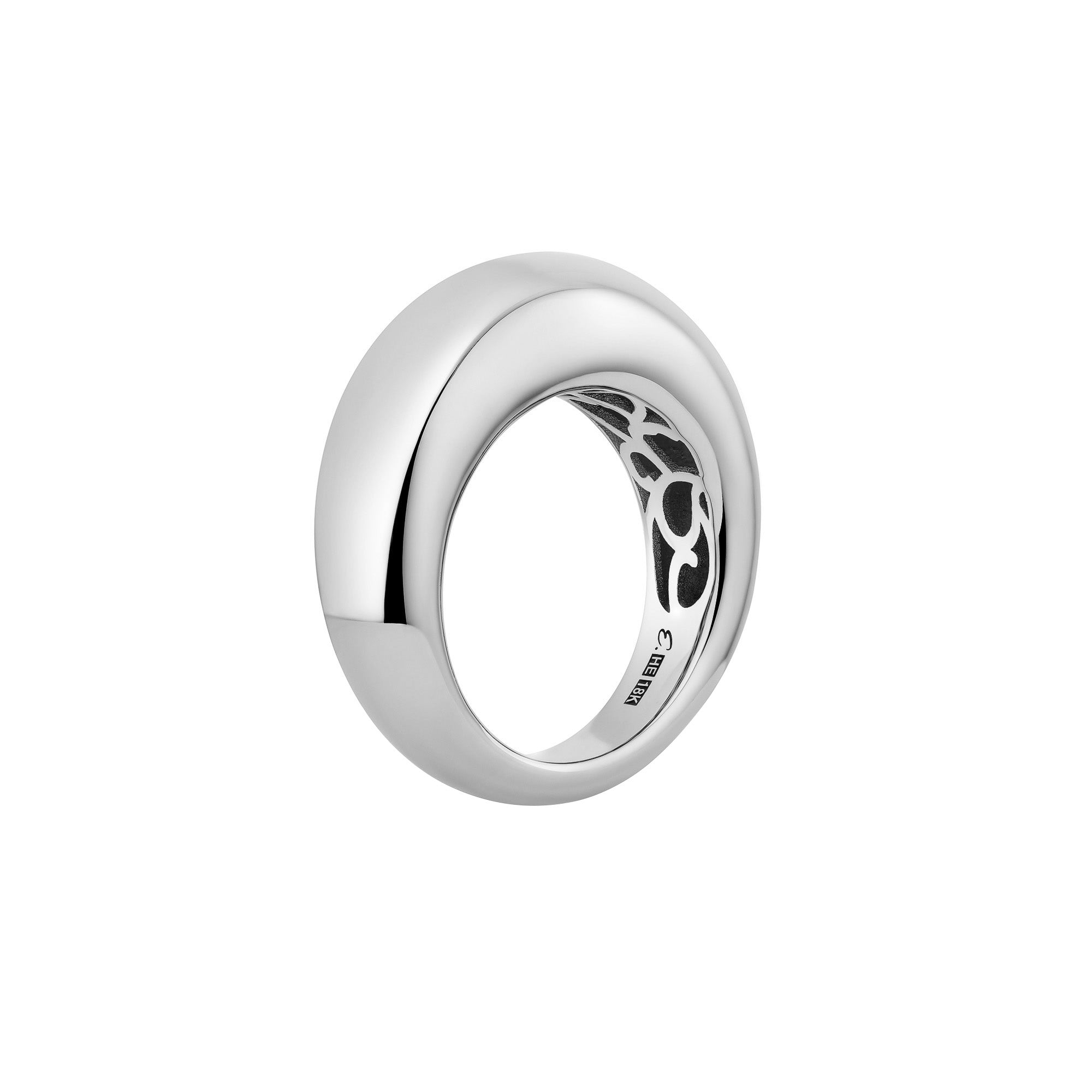 Big NY 66 Dome Ring in 18K White Gold