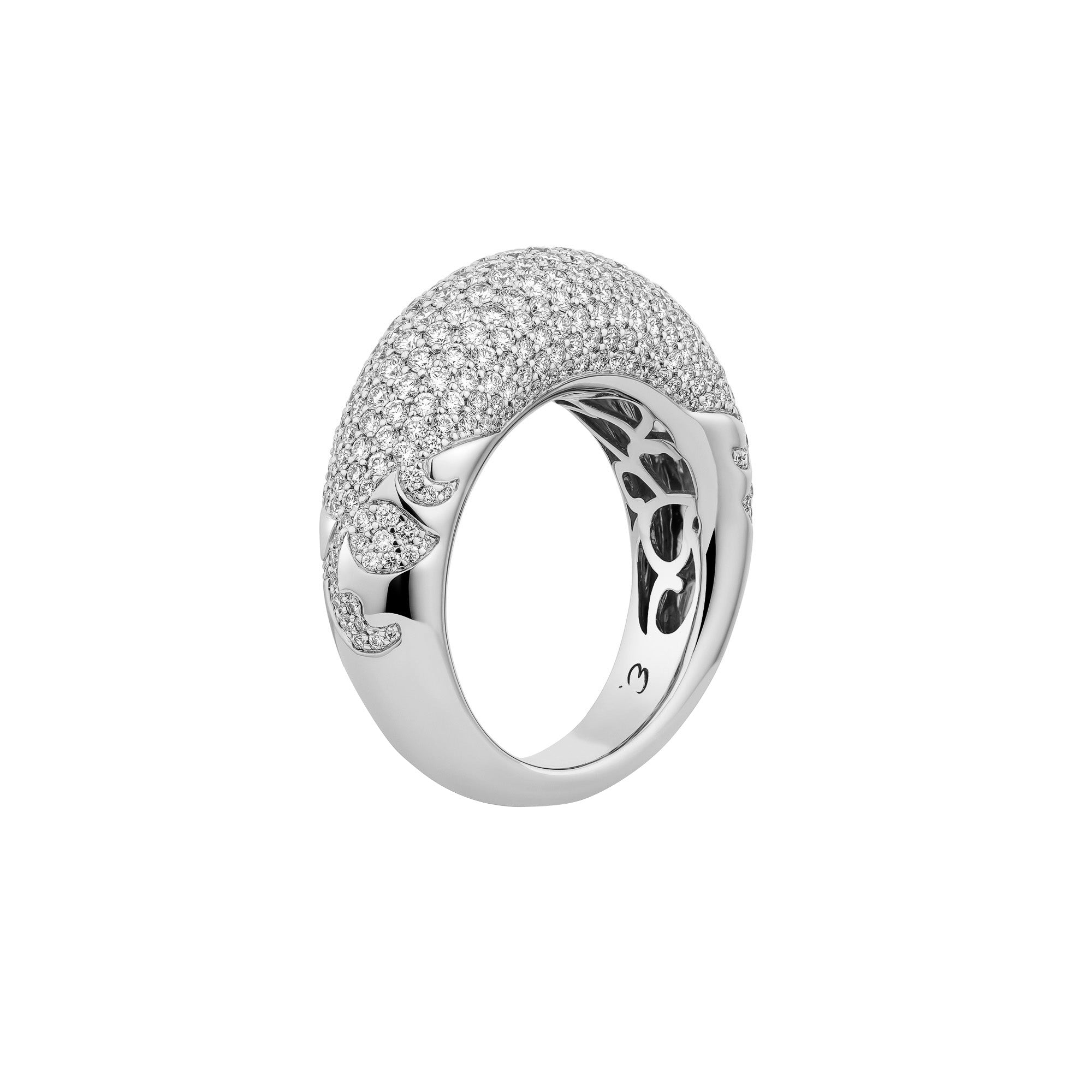 Big Pave Diamond NY 66 Dome Ring in 18K White Gold