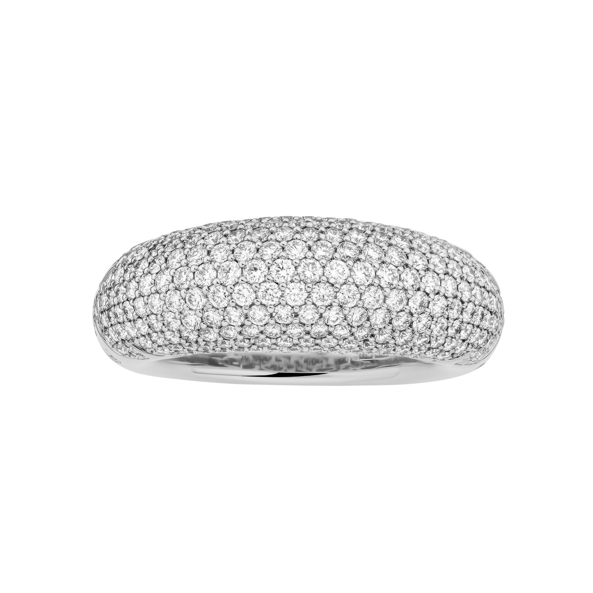 Big Pave Diamond NY 66 Dome Ring in 18K White Gold