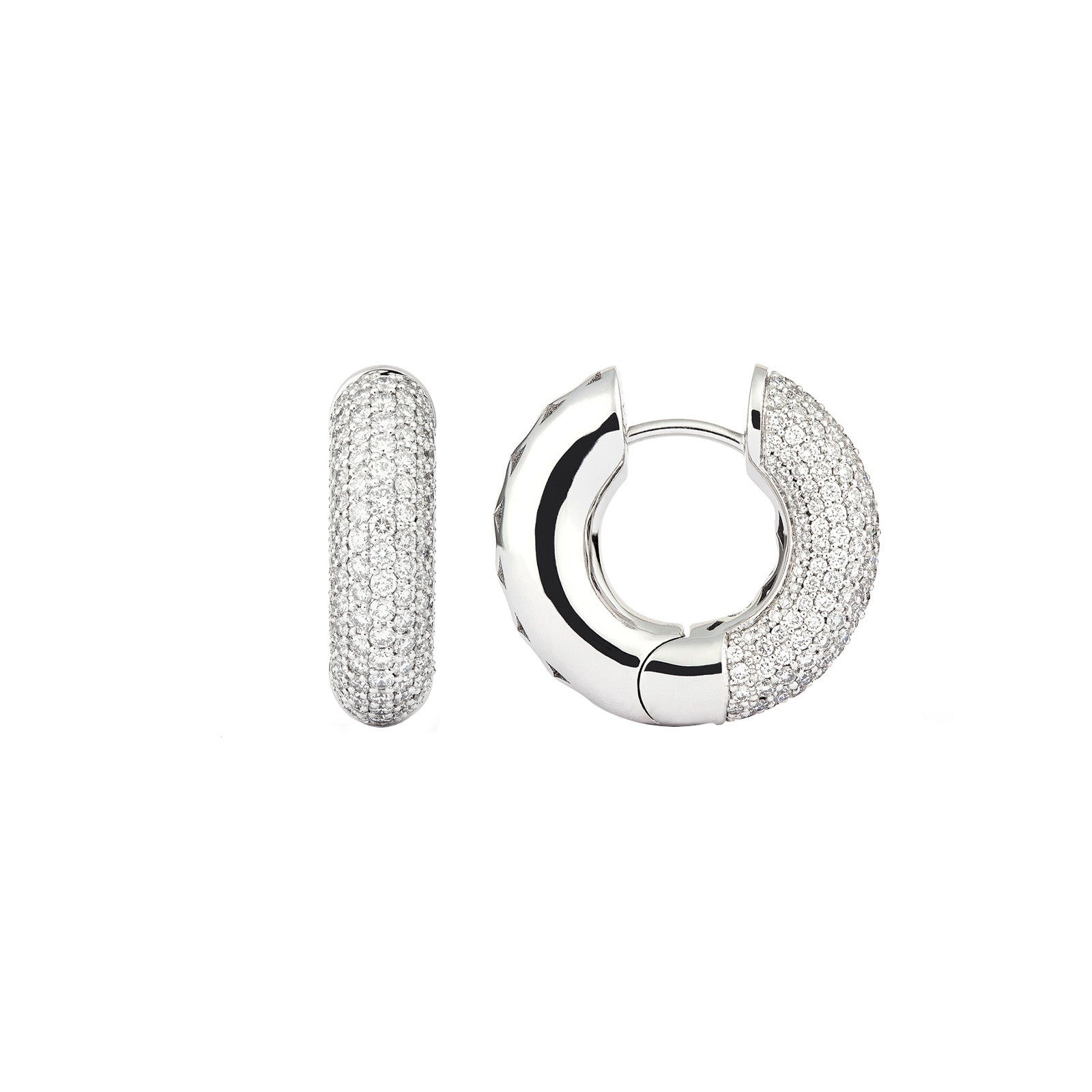 Engelbert Big Pave Diamond Absolute Creoles - White Gold - Earrings - Broken English Jewelry