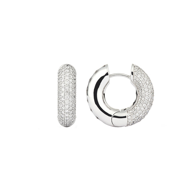 Engelbert Big Pave Diamond Absolute Creoles - White Gold - Earrings - Broken English Jewelry