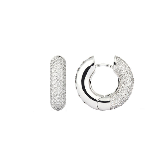 Big Pave Diamond Absolute Creoles - White Gold - Main Img