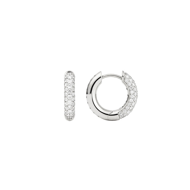 Engelbert Small Pave Diamond Absolute Creoles - White Gold - Earrings - Broken English Jewelry