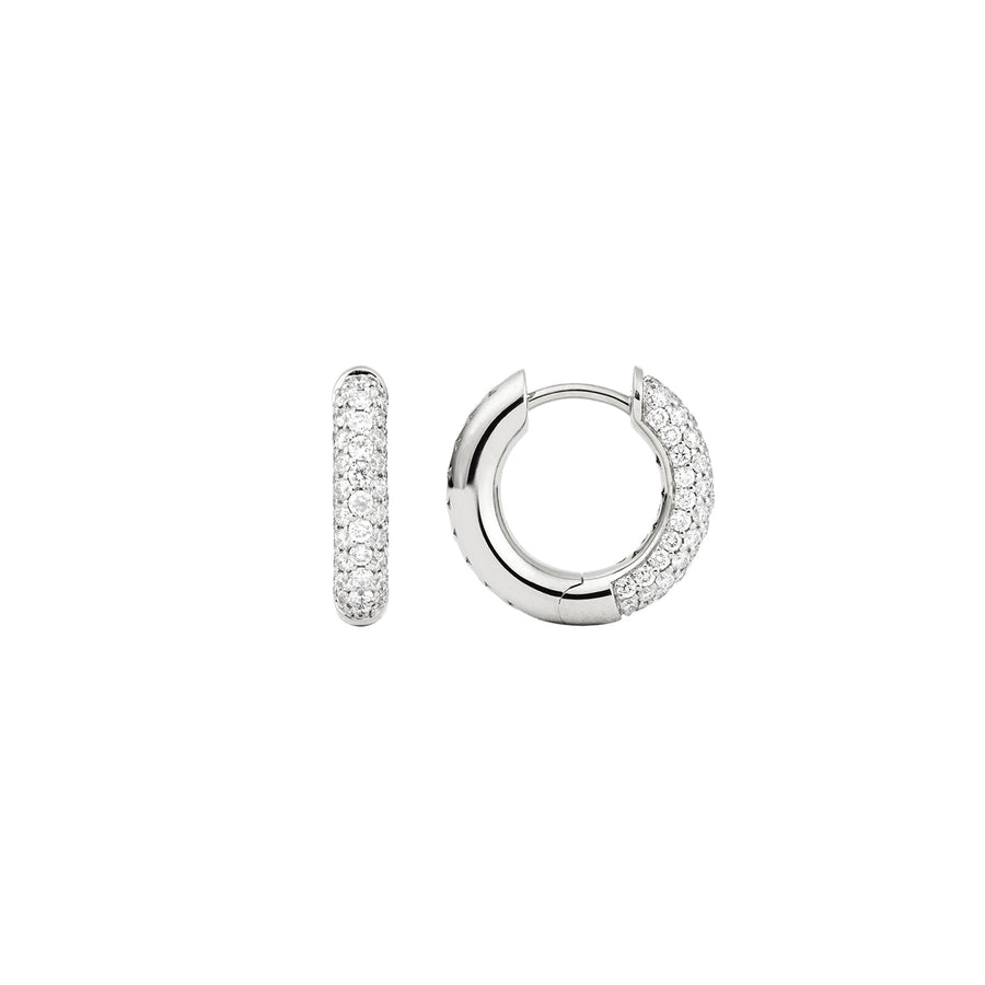 Engelbert Small Pave Diamond Absolute Creoles - White Gold - Earrings - Broken English Jewelry