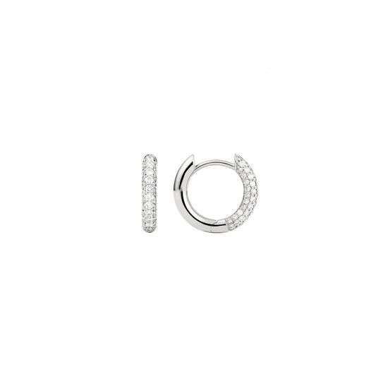 Mini Pave Diamond Absolute Creoles - White Gold - Main Img