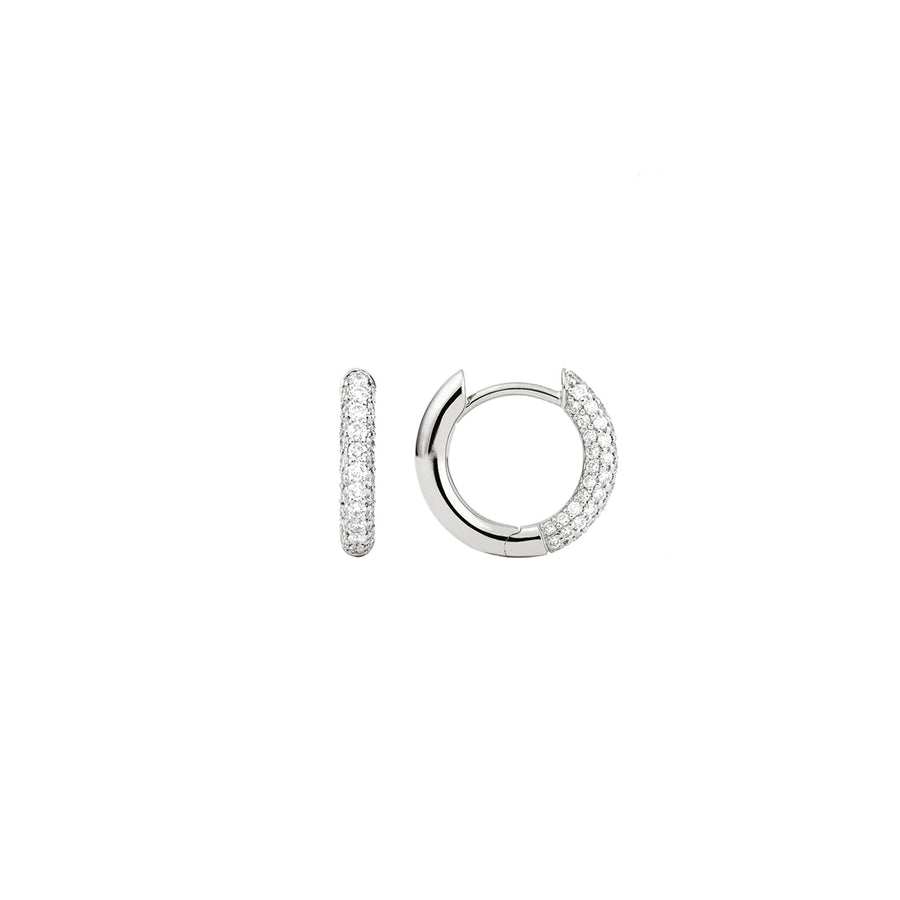 Engelbert Mini Pave Diamond Absolute Creoles - White Gold - Earrings - Broken English Jewelry