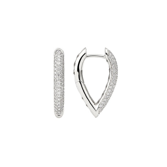 Small Diamond Drop Link Earrings - White Gold - Main Img