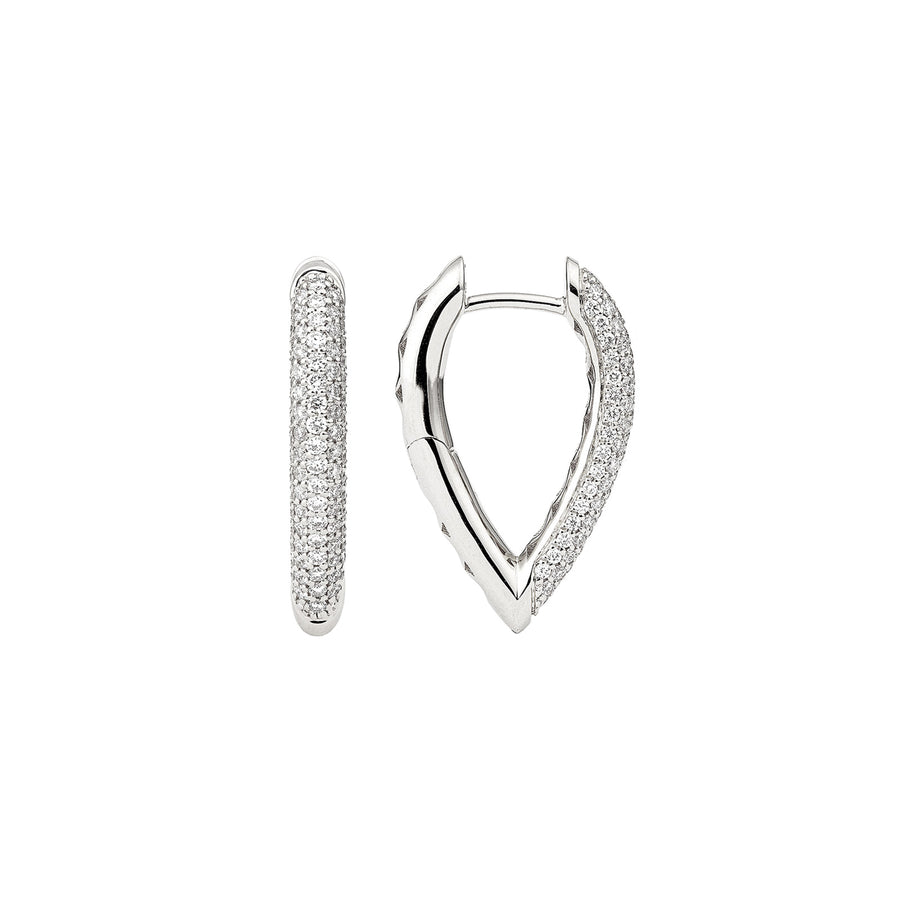 Engelbert Small Diamond Drop Link Earrings - White Gold - Earrings - Broken English Jewelry