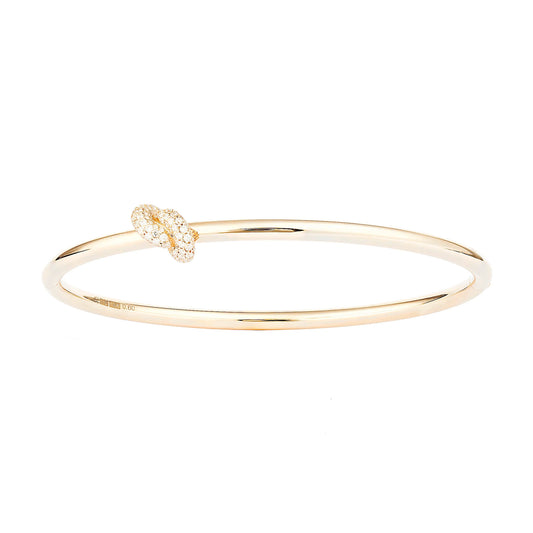 The Small Pave Diamond Legacy Knot Bangle - Yellow Gold - Main Img