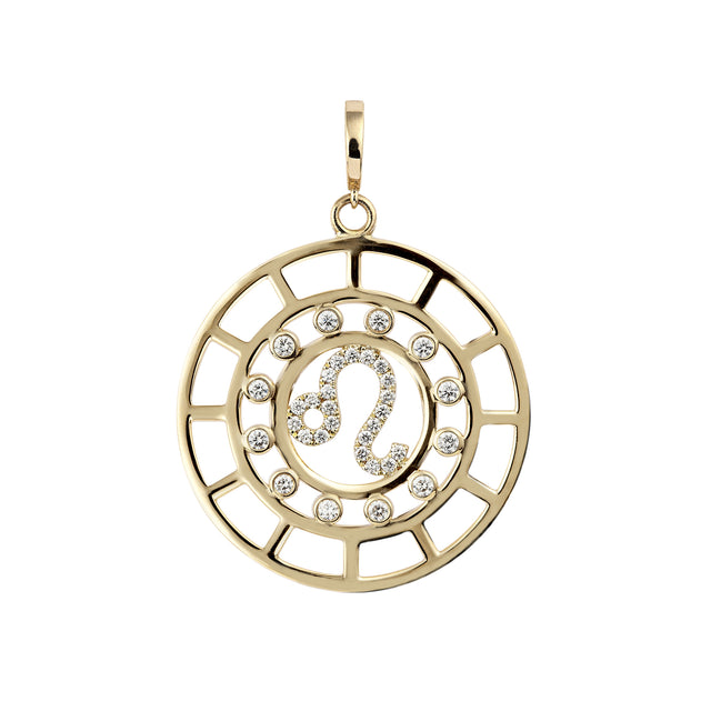 Cancer Zodiac Pendant with Diamond in 18K Yellow Gold