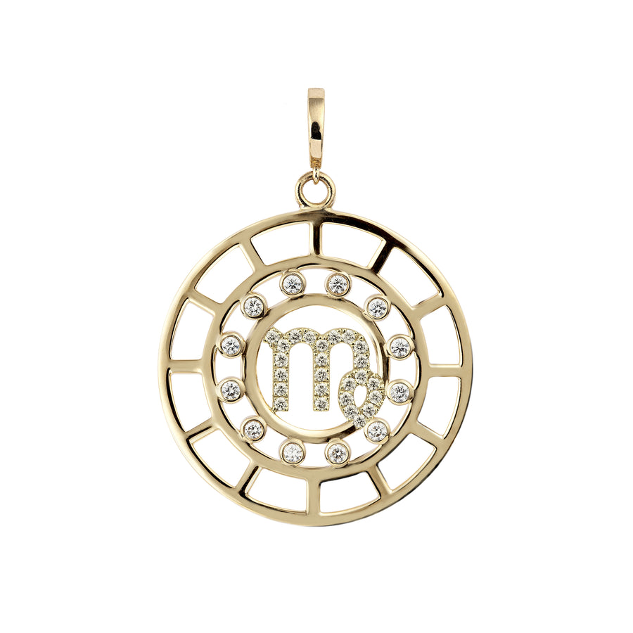Virgo Zodiac Pendant with Diamond in 18K Yellow Gold