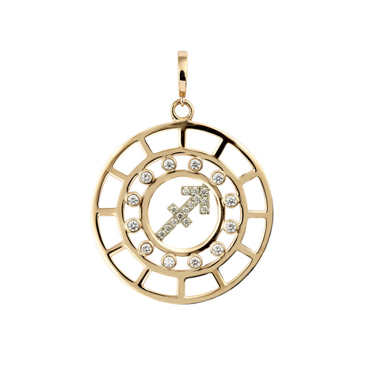 Sagittarius Zodiac Pendant with Diamond in 18K Yellow Gold - Main Img