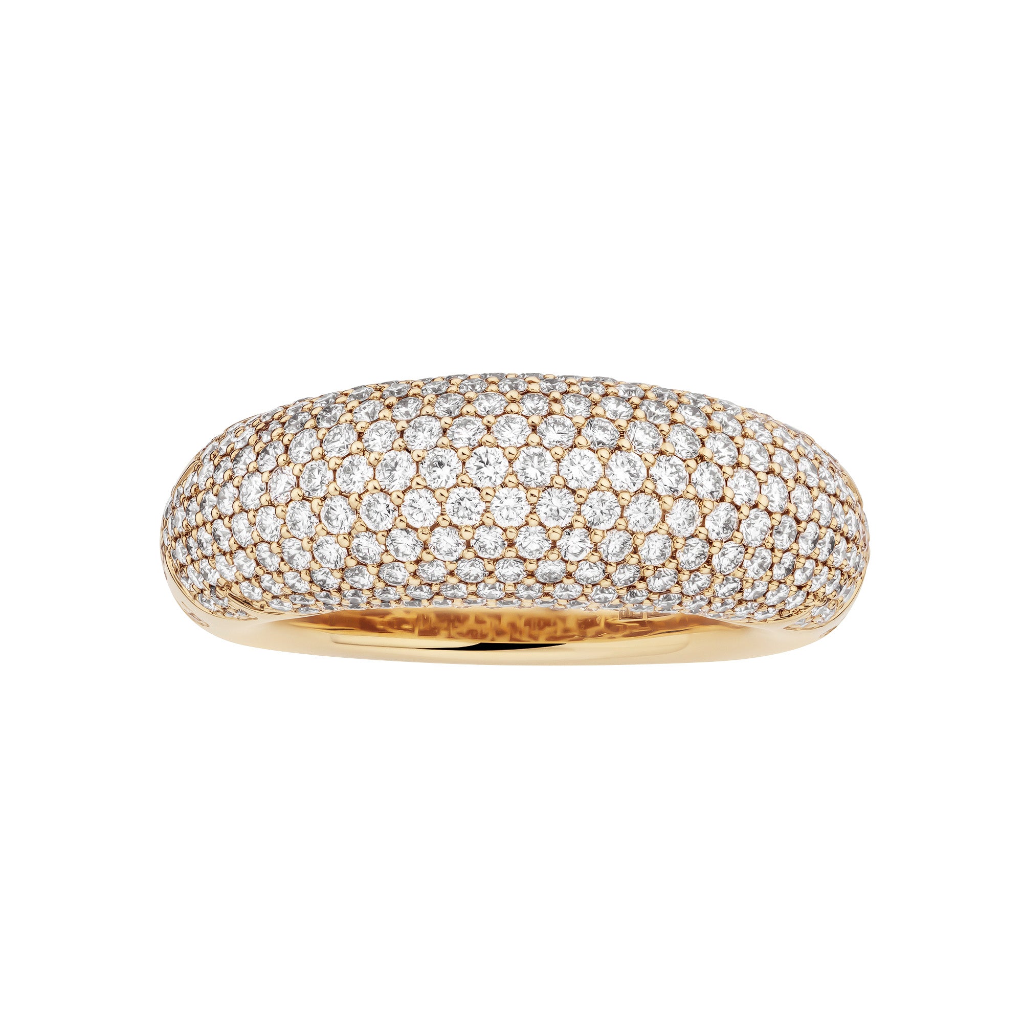 Big Pave Diamond New York 66 Dome Ring in 18K Yellow Gold