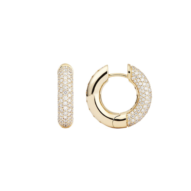 Engelbert Medium Pave Diamond Absolute Creoles - Yellow Gold - Earrings - Broken English Jewelry