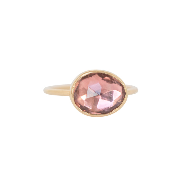 Pink Tourmaline Cabochon Ring