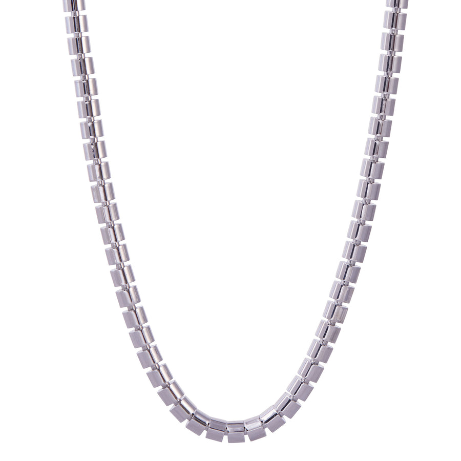 Sidney Garber Ophelia Skinny Necklace - White Gold - Necklaces - Broken English Jewelry front view