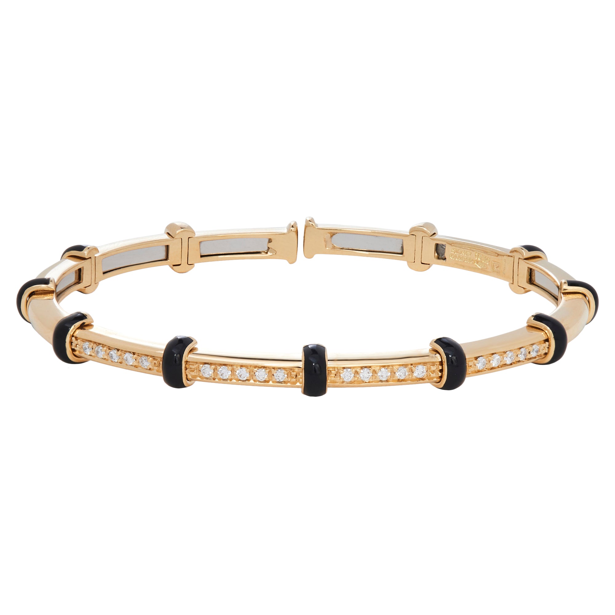 Black Enamel Dome Spring Carly Bracelet