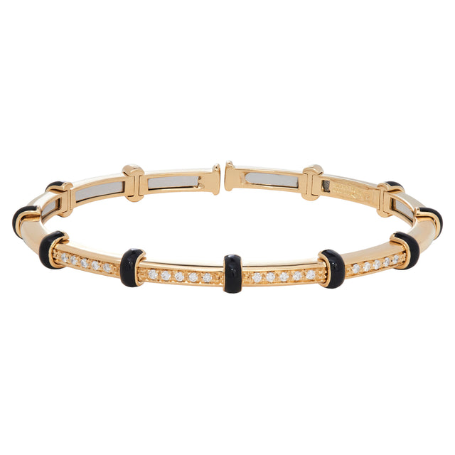 Black Enamel Dome Spring Carly Bracelet