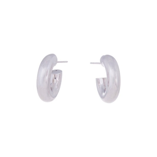 Wide Tubular Hoop Earrings White Gold - Main Img